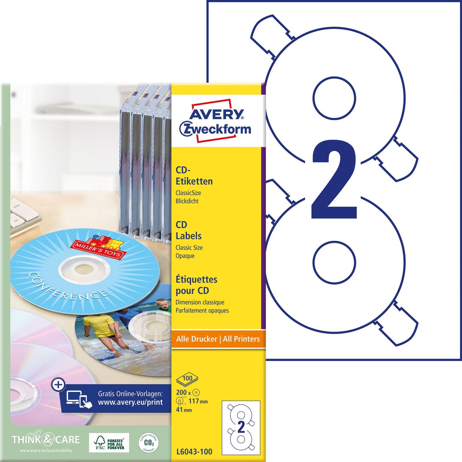 AVERY Zweckform CD-Etiketten ClassicSize