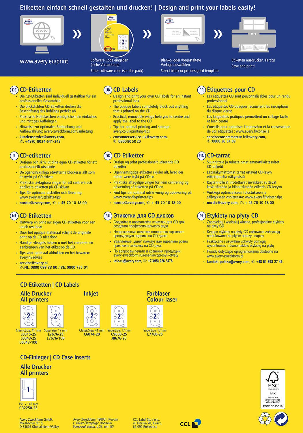 AVERY Zweckform CD-Etiketten ClassicSize