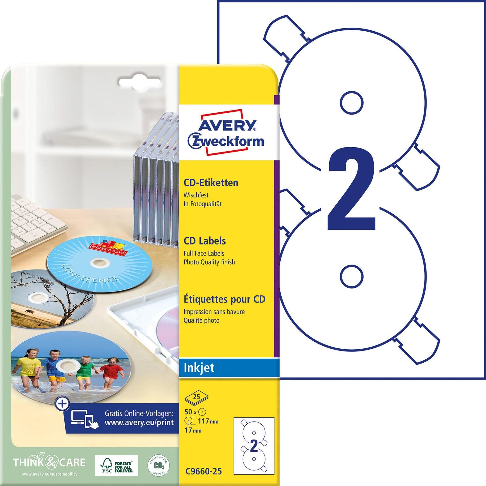 AVERY Zweckform CD-Etiketten SuperSize