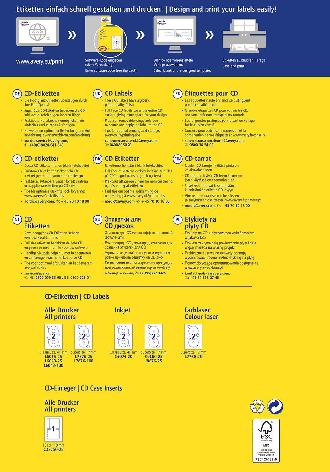 AVERY Zweckform CD-Etiketten SuperSize