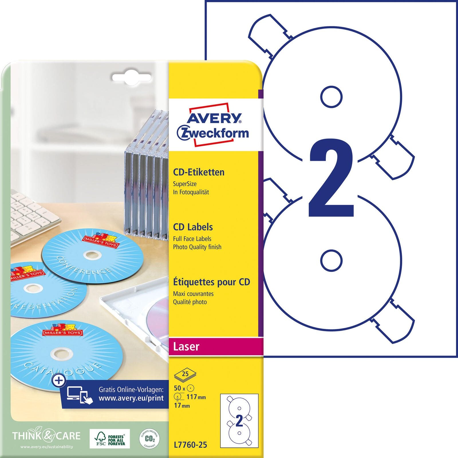 AVERY Zweckform CD-Etiketten SuperSize
