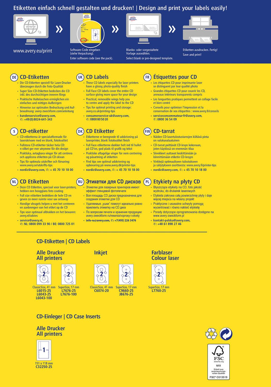 AVERY Zweckform CD-Etiketten SuperSize