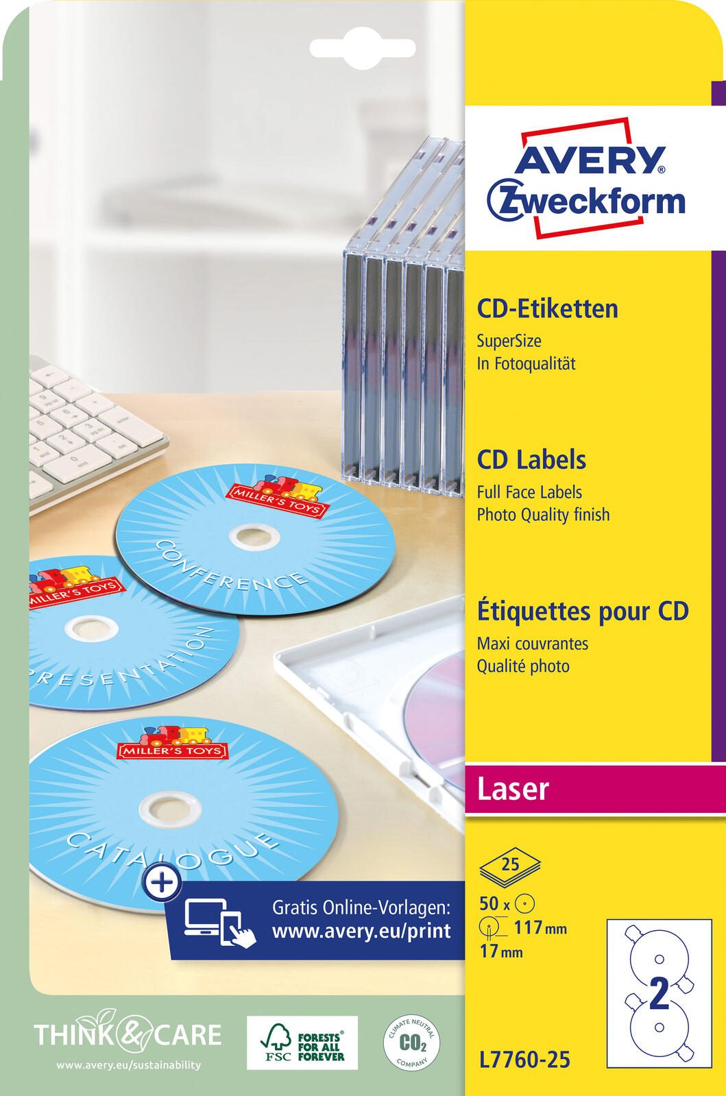 AVERY Zweckform CD-Etiketten SuperSize