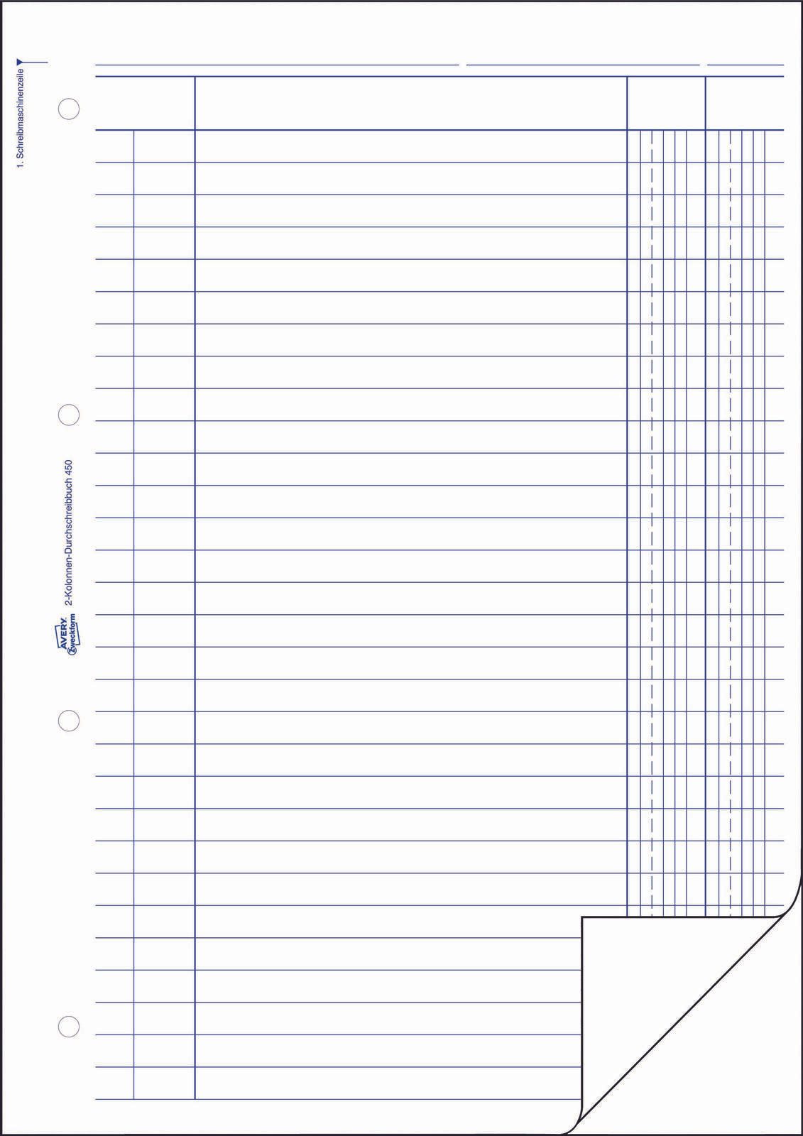 AVERY Zweckform Formularbuch Kolonnen-Durchschreibebuch DIN A4 2x 50 Seiten