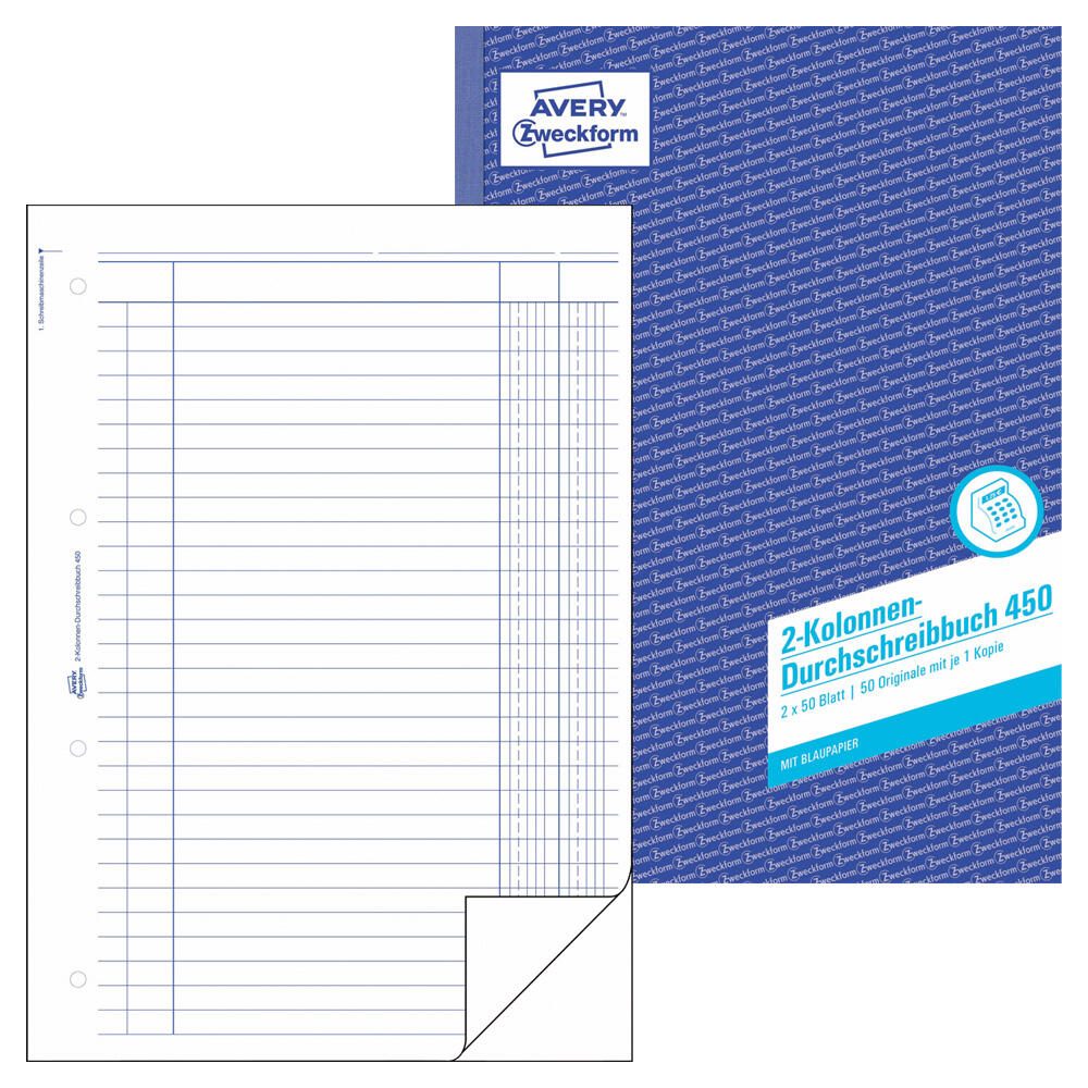 AVERY Zweckform Formularbuch Kolonnen-Durchschreibebuch DIN A4 2x 50 Seiten
