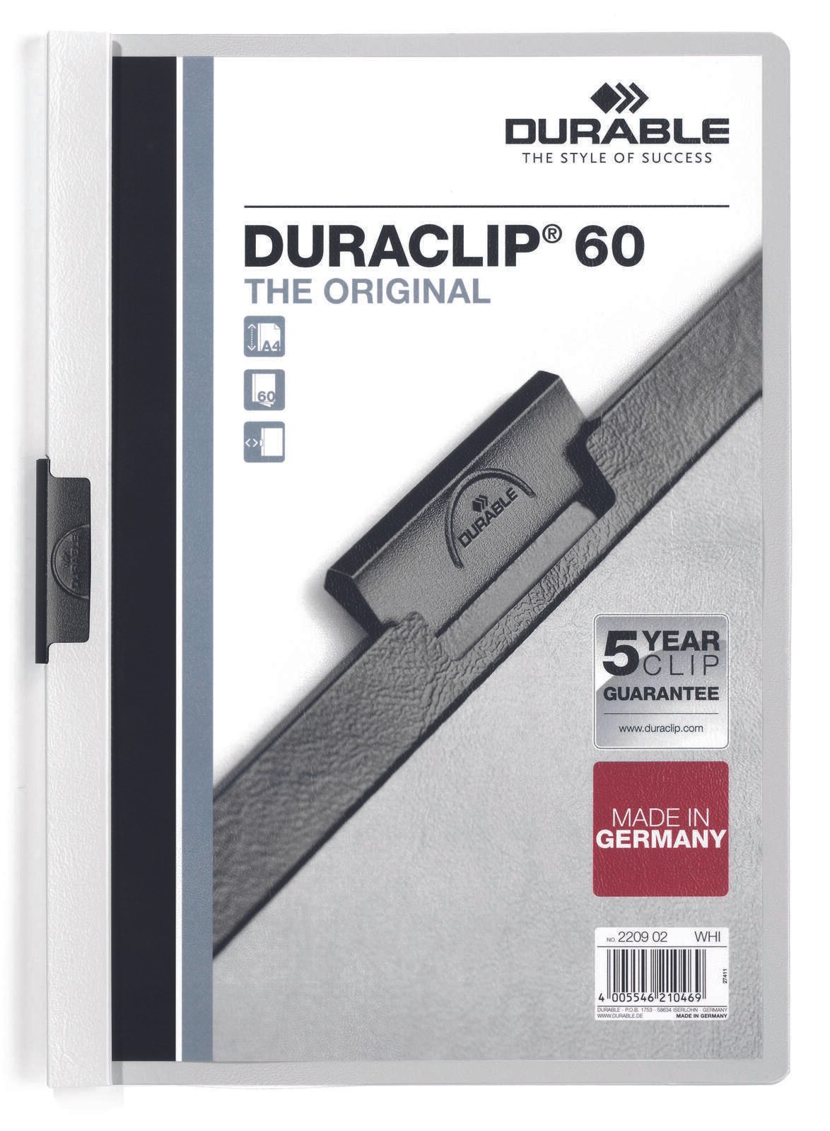 DURABLE Klemmhefter Duraclip DIN A4 weiß