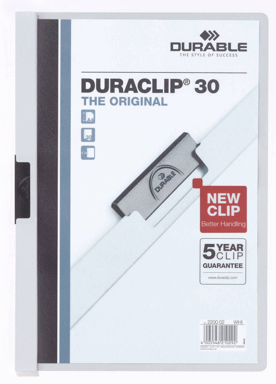 DURABLE Klemmhefter Duraclip DIN A4 weiß