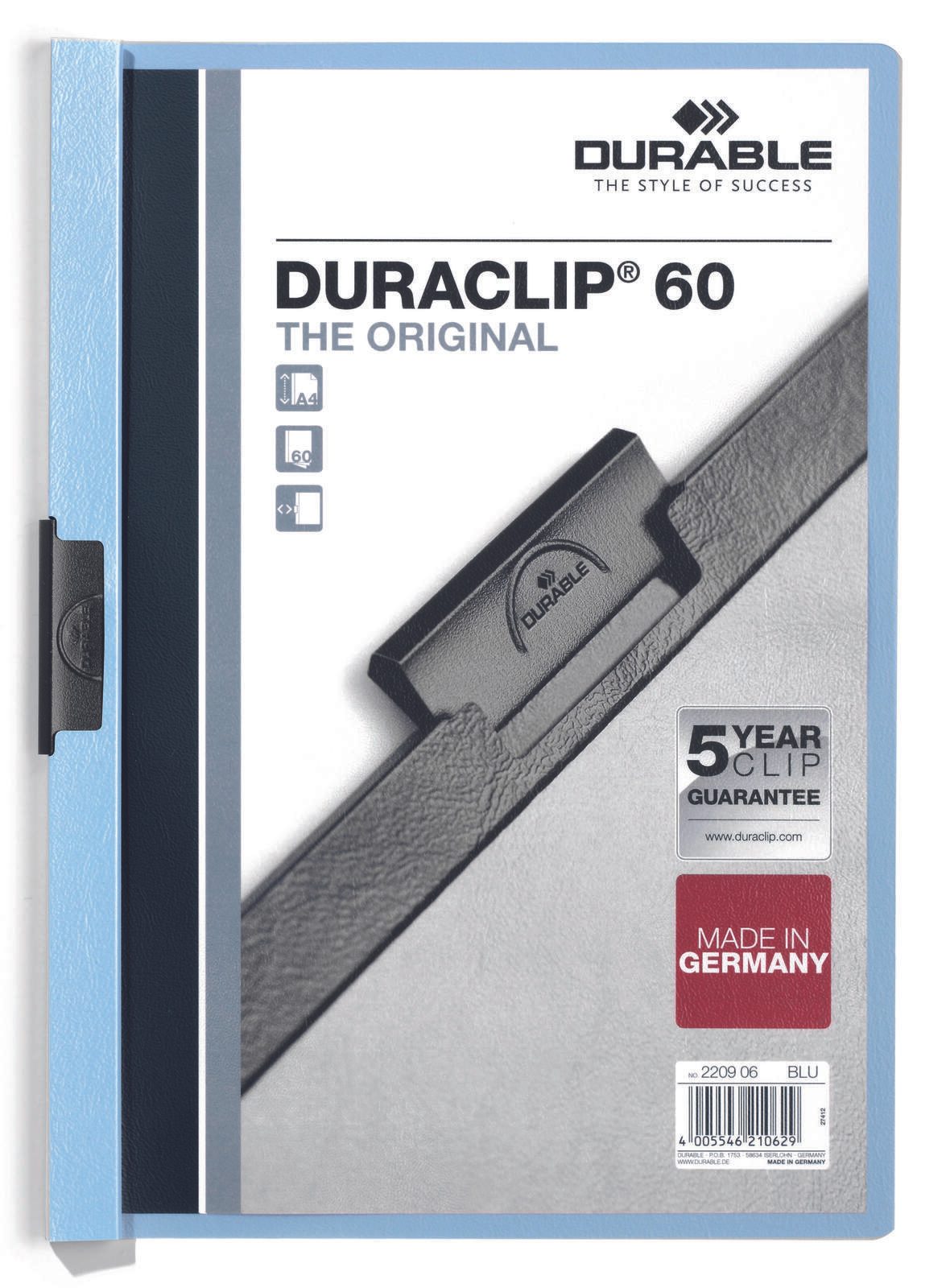 DURABLE Klemmhefter Duraclip DIN A4 hellblau