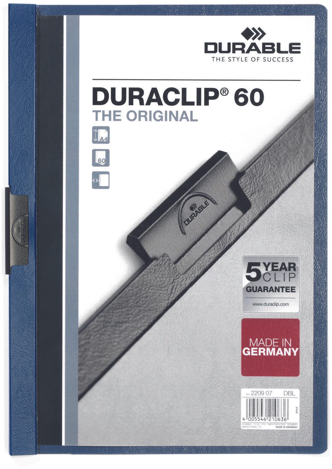 DURABLE Klemmhefter Duraclip DIN A4 dunkelblau