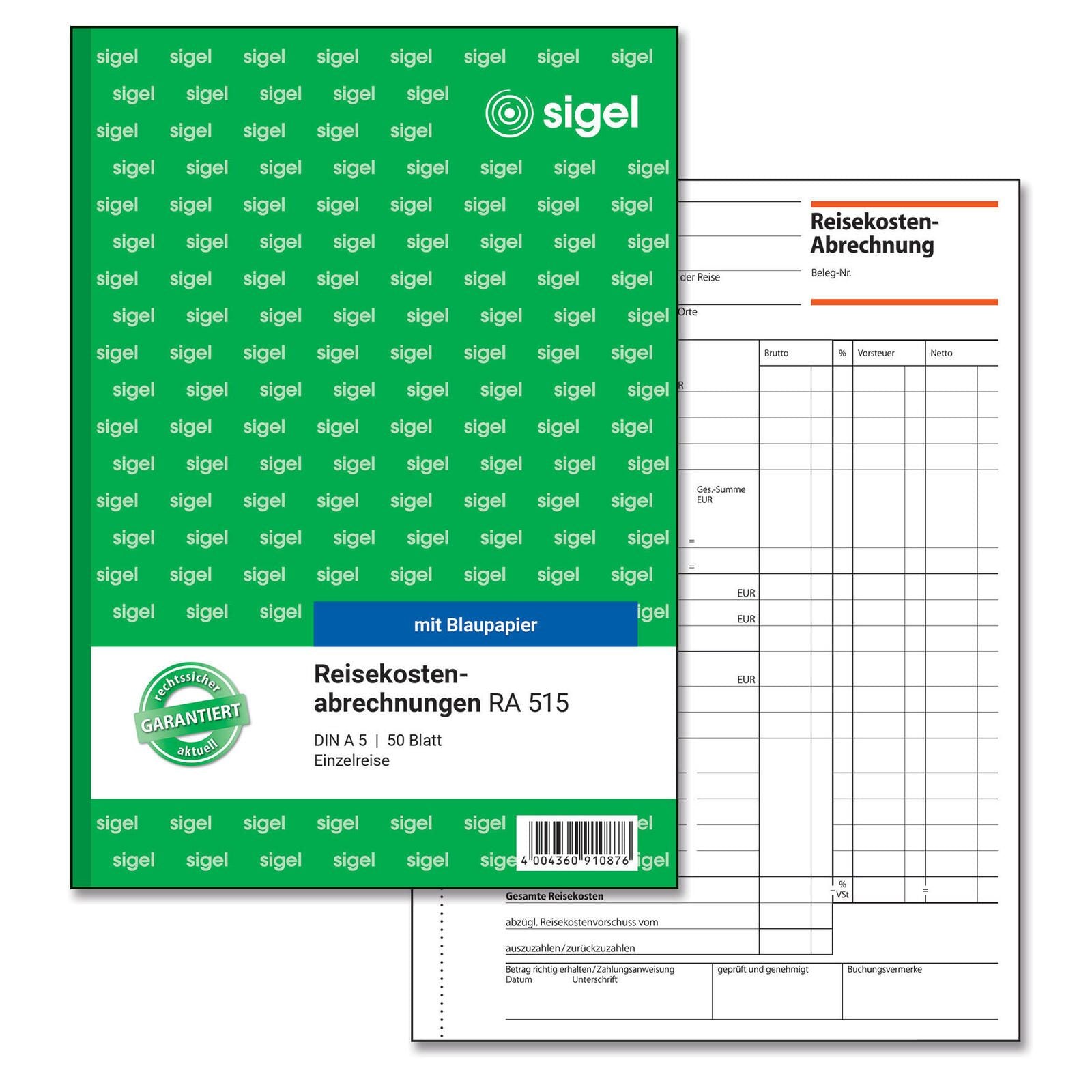 SIGEL Formularbuch Reisekostenabrechnung/Einzelreise DIN A5 1x 50 Seiten