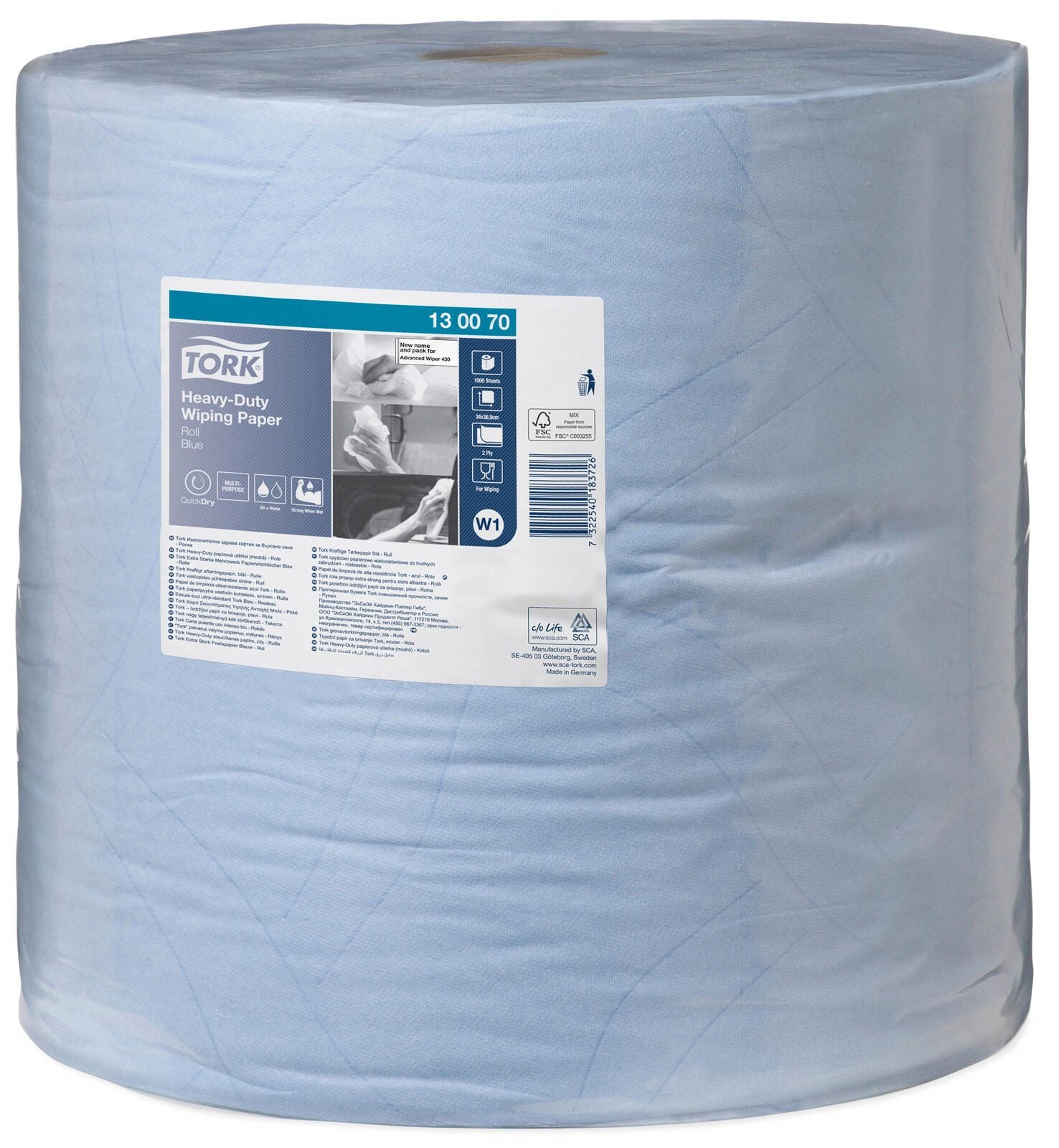 TORK Putztuchrolle 2-lagig blau