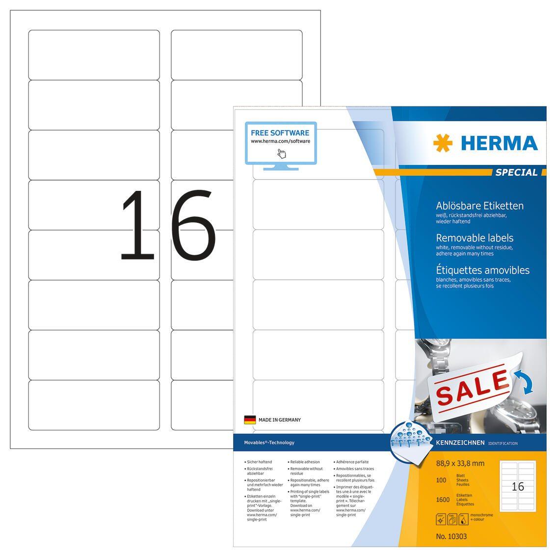 HERMA SPECIAL Etiketten weiß 88,9 x 33,8 mm