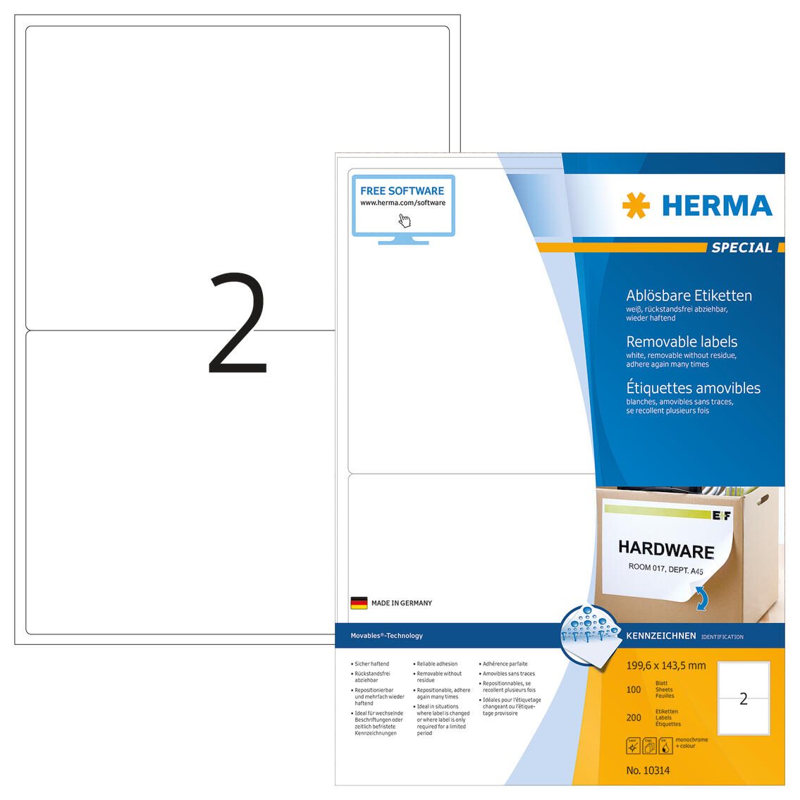 HERMA SPECIAL Etiketten weiß 199,6 x 143,5 mm