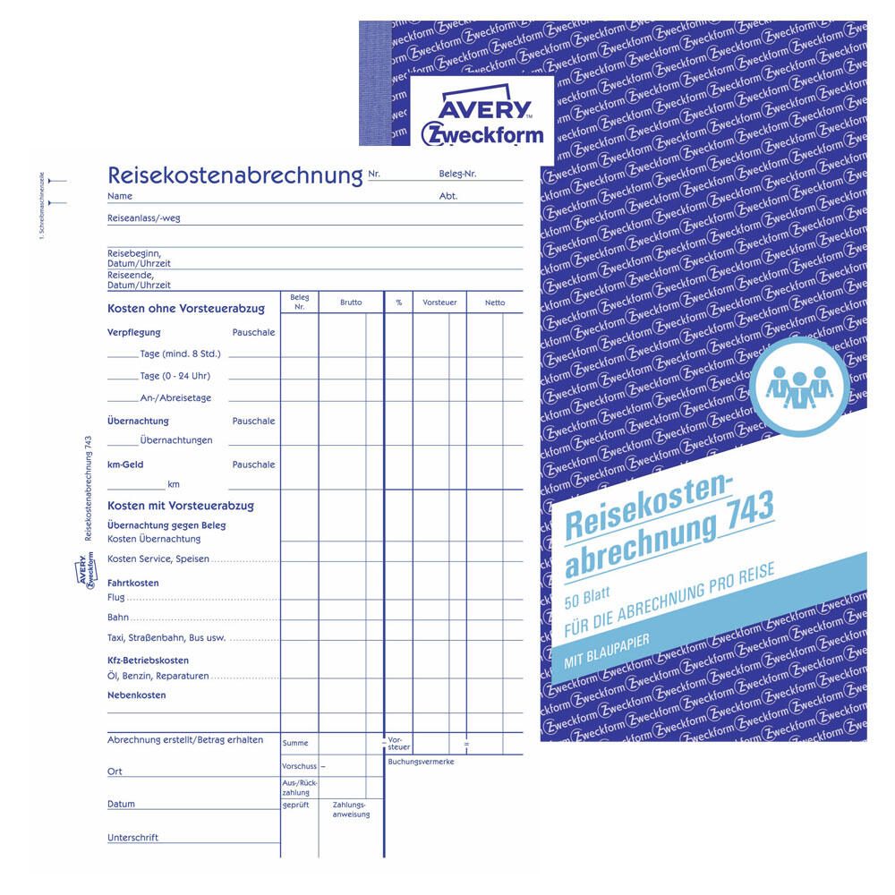AVERY Zweckform Formularbuch Reisekostenabrechnung pro Reise DIN A5 1x 50 Seiten