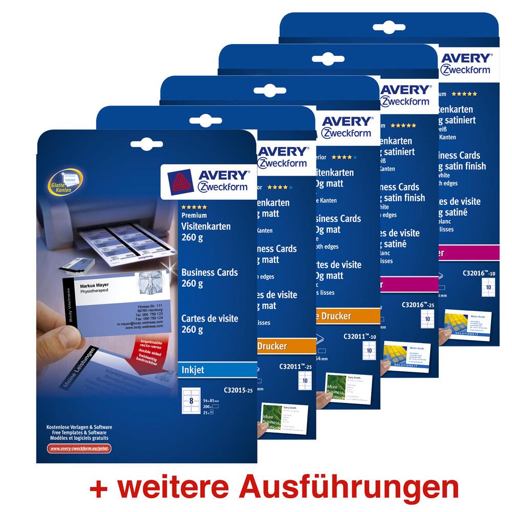 AVERY Zweckform Visitenkarten 220 g/m² satiniert ultraweiß