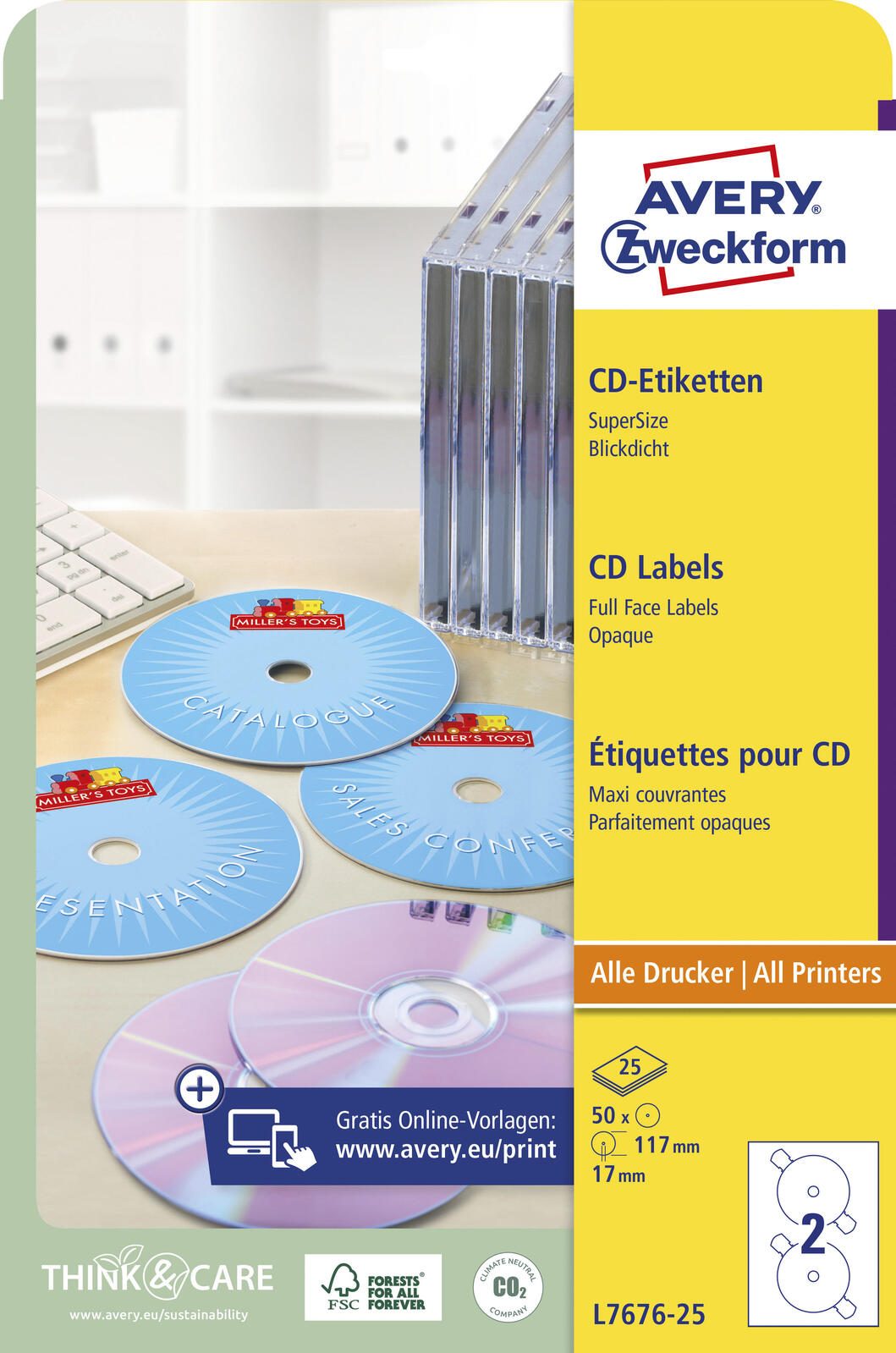 AVERY Zweckform CD-Etiketten SuperSize