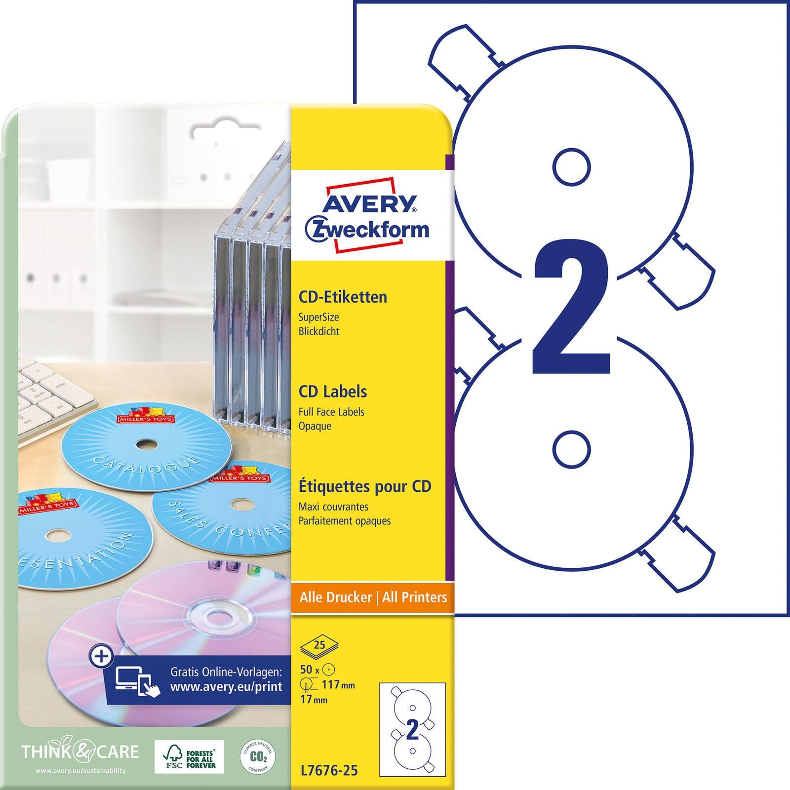 AVERY Zweckform CD-Etiketten SuperSize