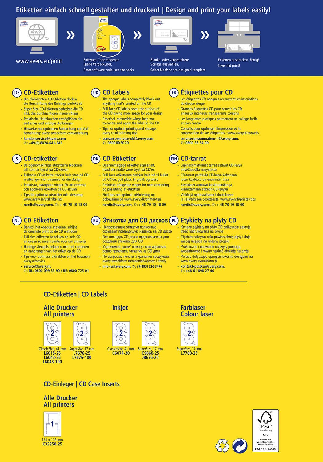 AVERY Zweckform CD-Etiketten SuperSize