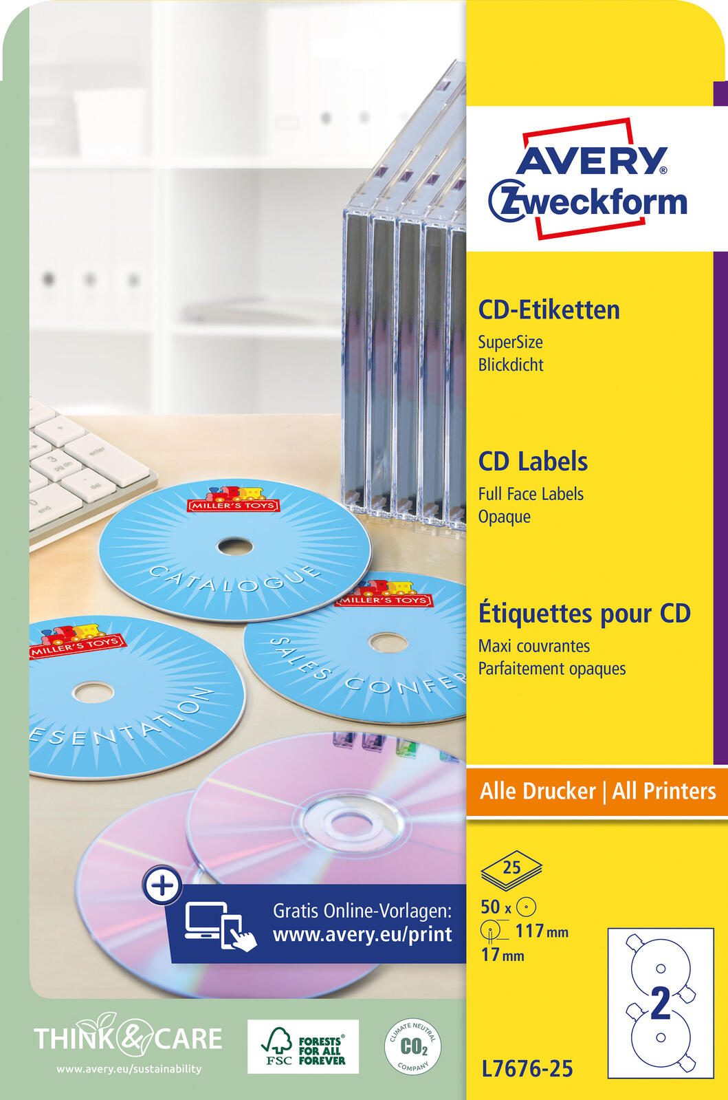 AVERY Zweckform CD-Etiketten SuperSize