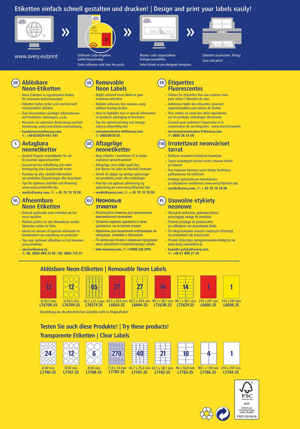 AVERY Zweckform Etiketten L6003-25 rot 63,5 x 29,6 mm