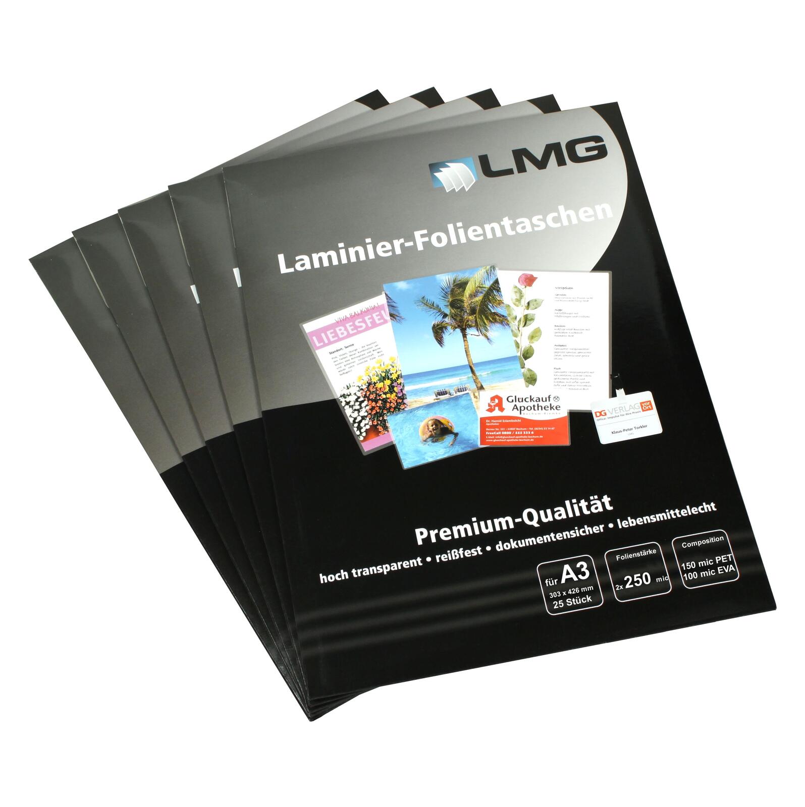 LMG Laminierfolien glänzend 250 mikron A3