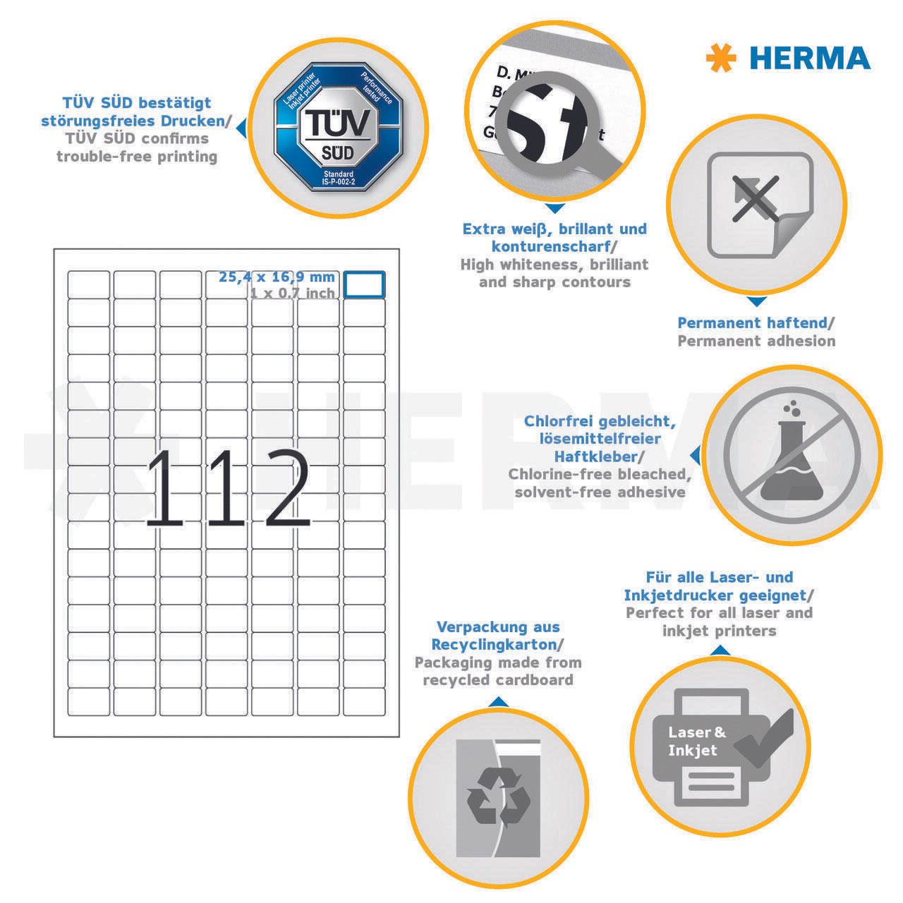 HERMA Etiketten 4334 weiß 25,4 x 16,9 mm