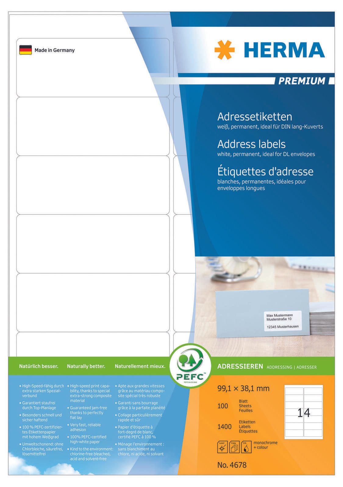 HERMA Etiketten 4678 weiß 99,1 x 38,1 mm