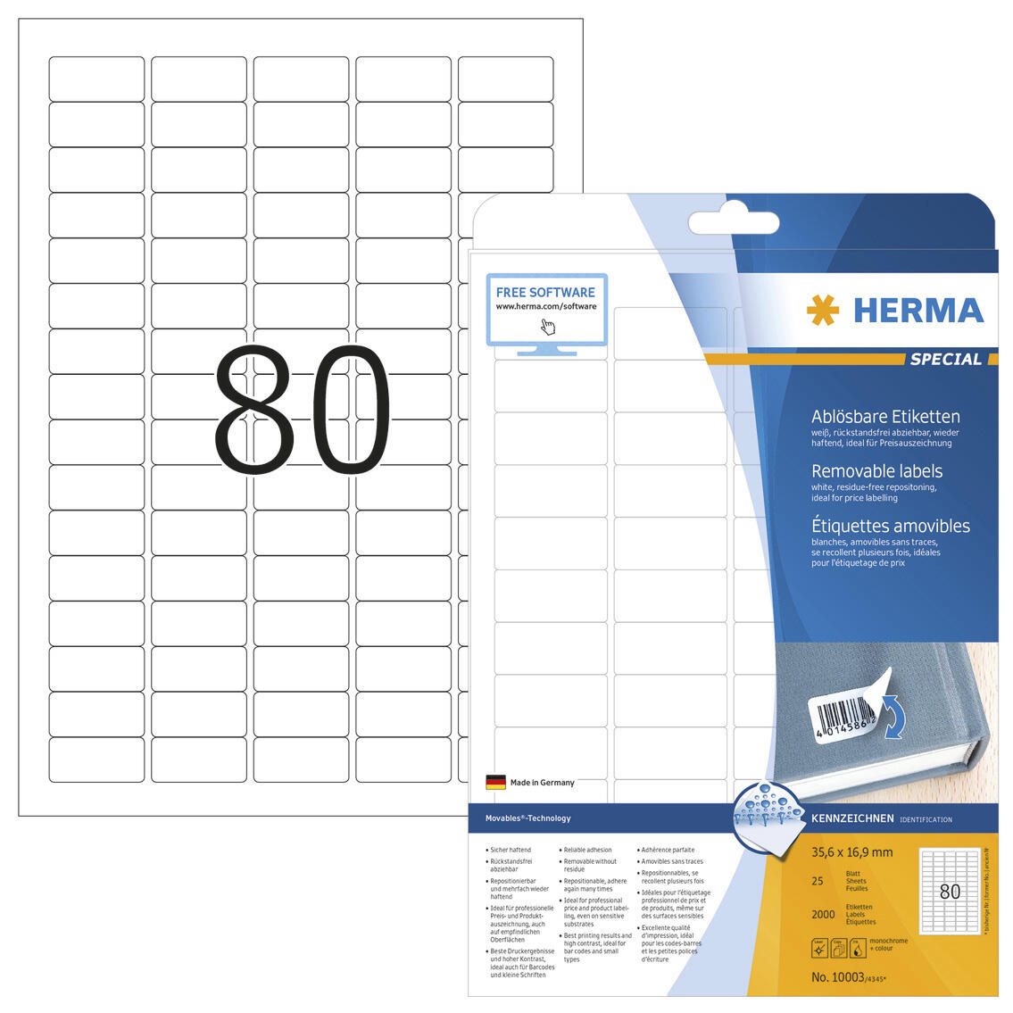 HERMA Movables Etiketten weiß 35,6 x 16,9 mm