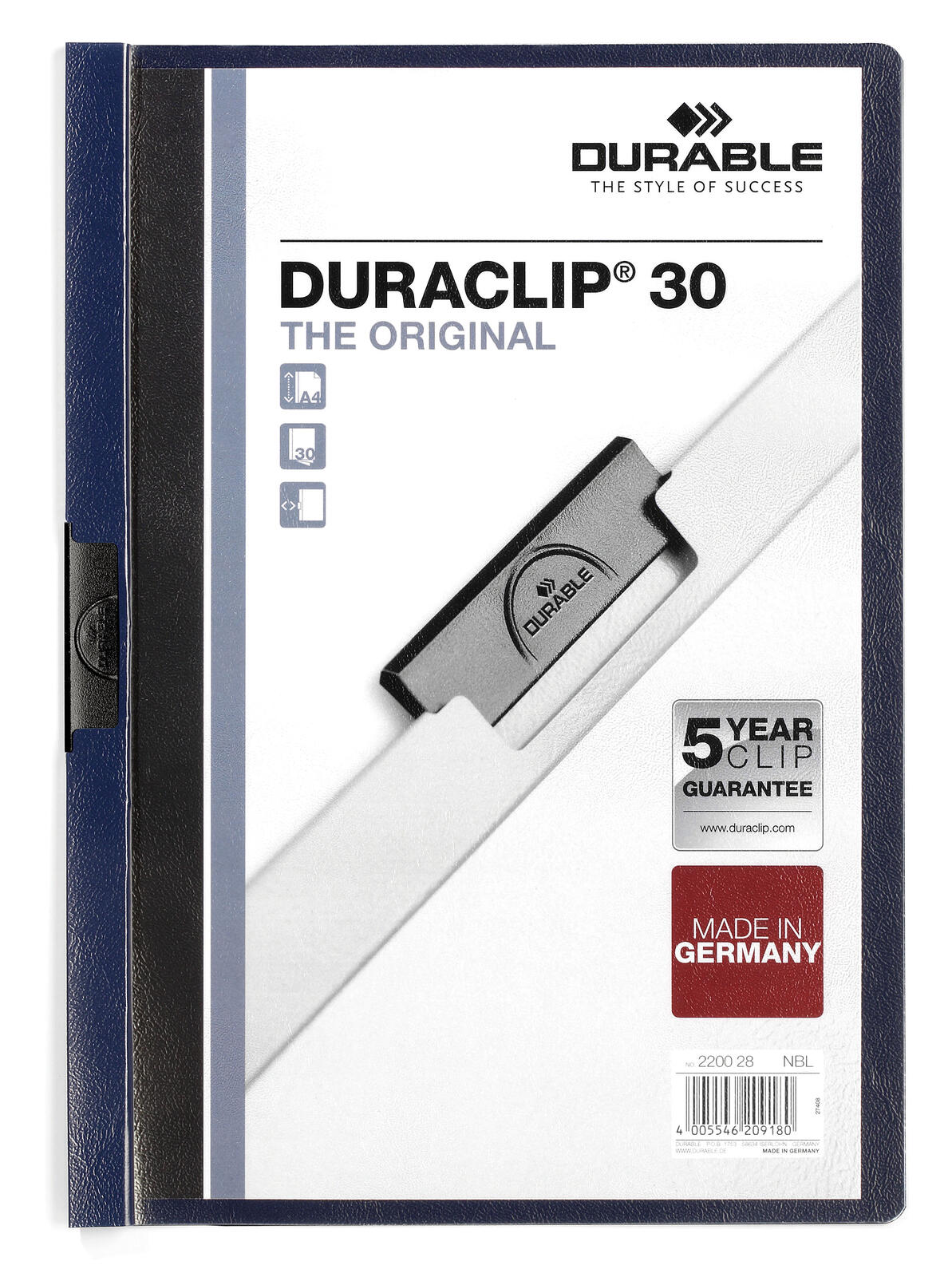 DURABLE Klemmhefter Duraclip DIN A4 nachtblau