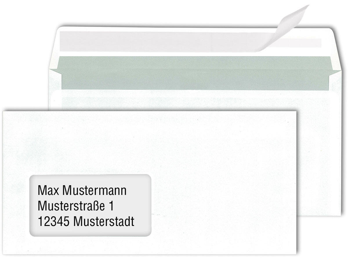 MAILmedia Briefumschläge DIN lang mit Fenster haftklebend