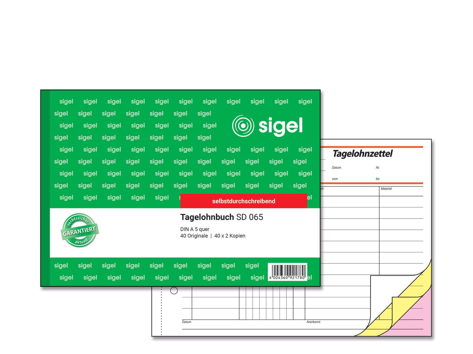 SIGEL Formularbuch Tagelohnbuch DIN A5 quer 3x 40 Seiten