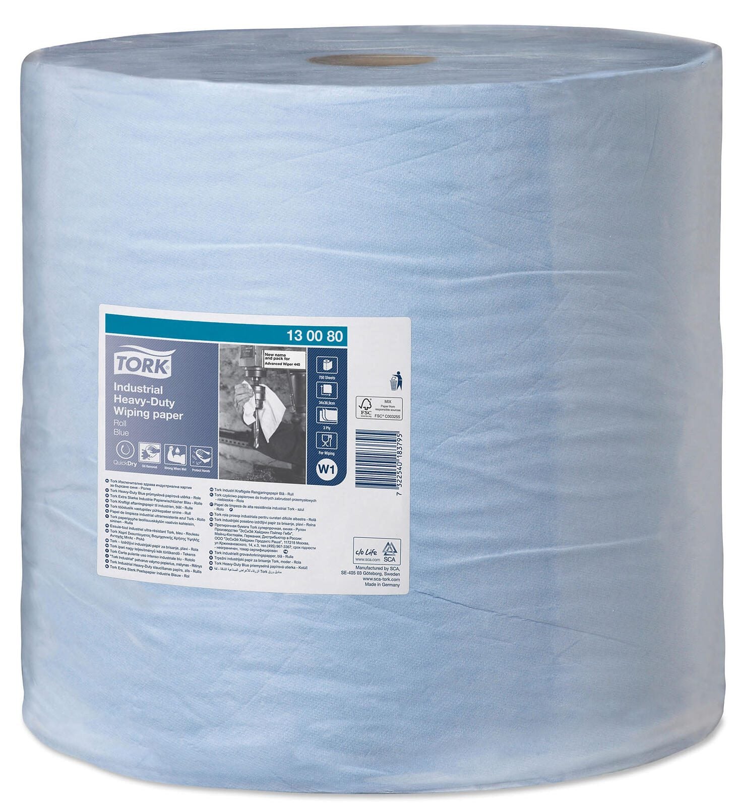 TORK Putztuchrolle 3-lagig blau