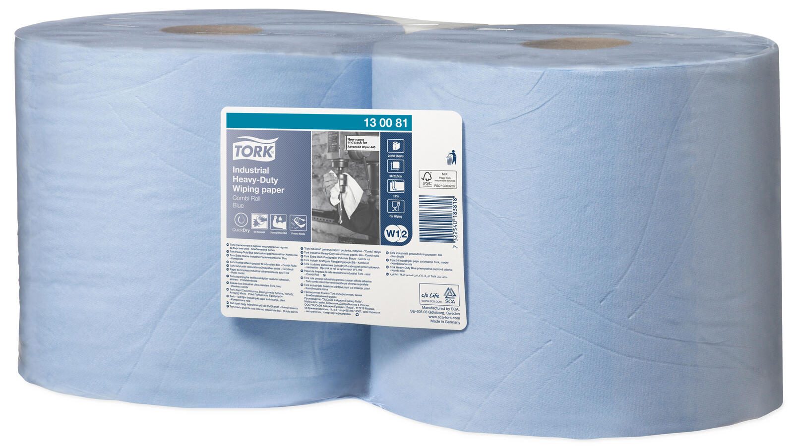 TORK Putztuchrollen 3-lagig blau