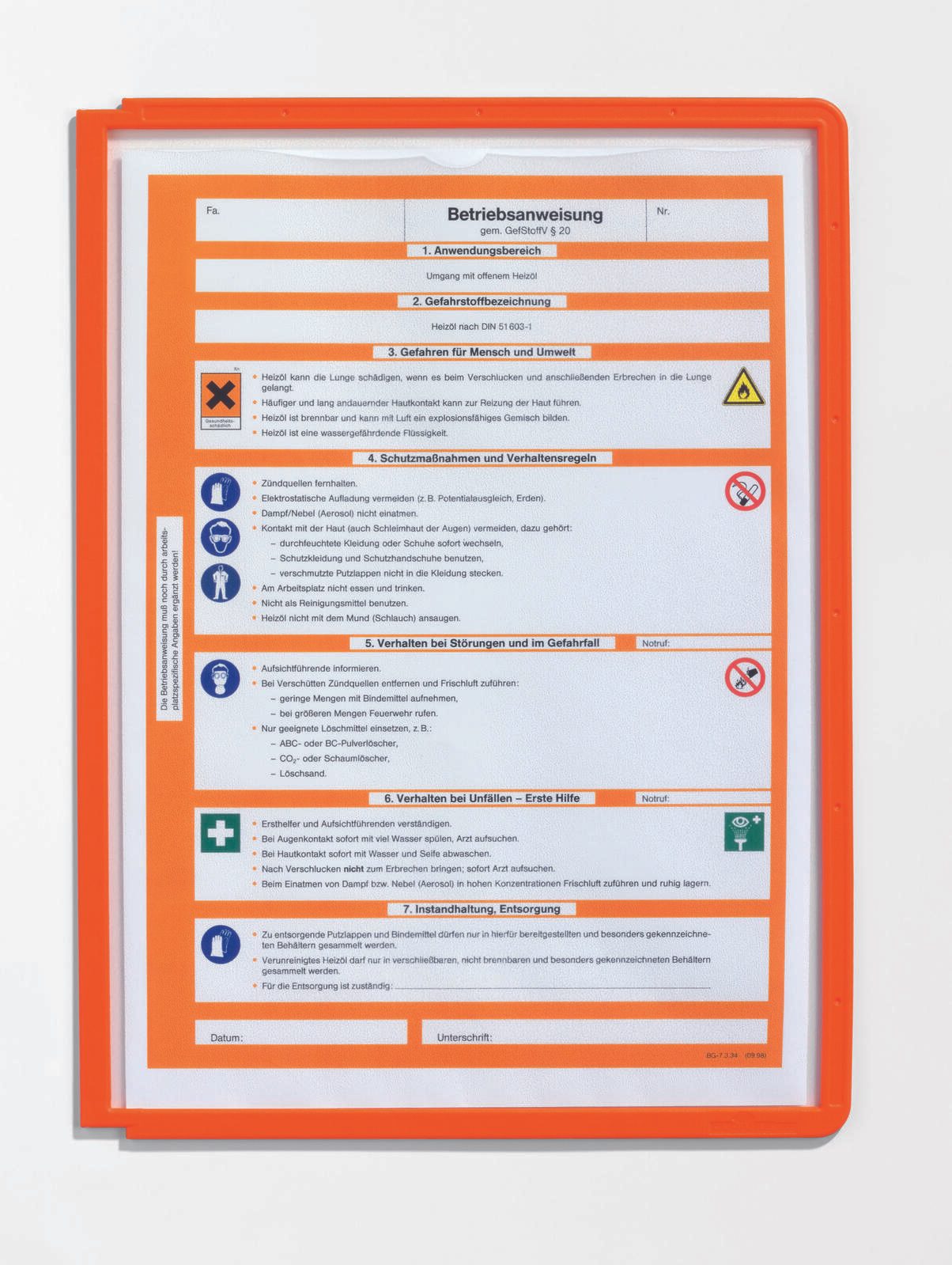 DURABLE Sichttafeln DIN A4 orange