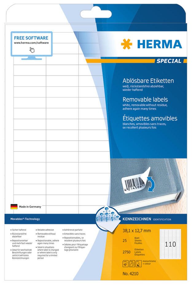 HERMA Etiketten 4210 weiß 38,1 x 12,7 mm