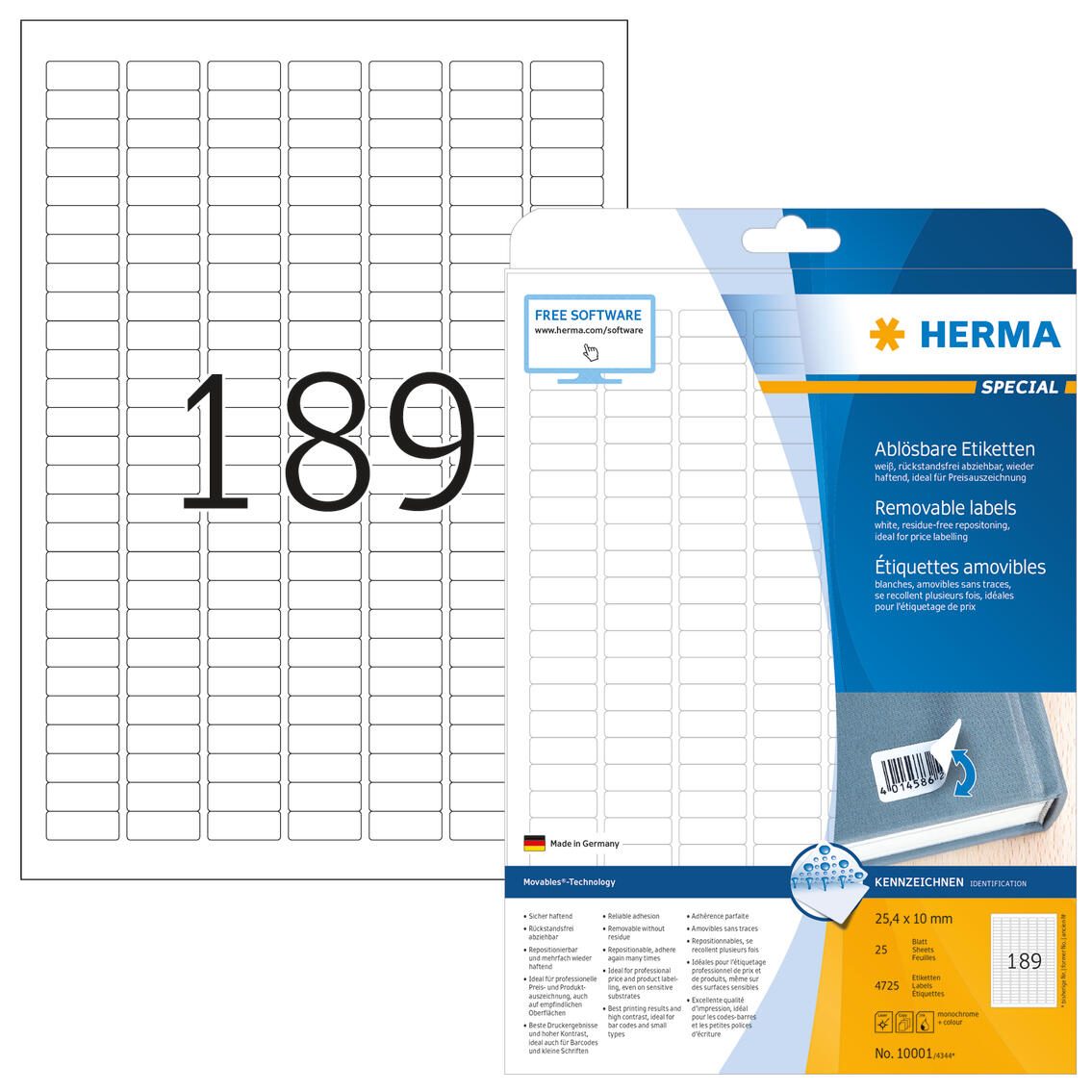 HERMA Etiketten 10001 weiß 25,4 x 10,0 mm