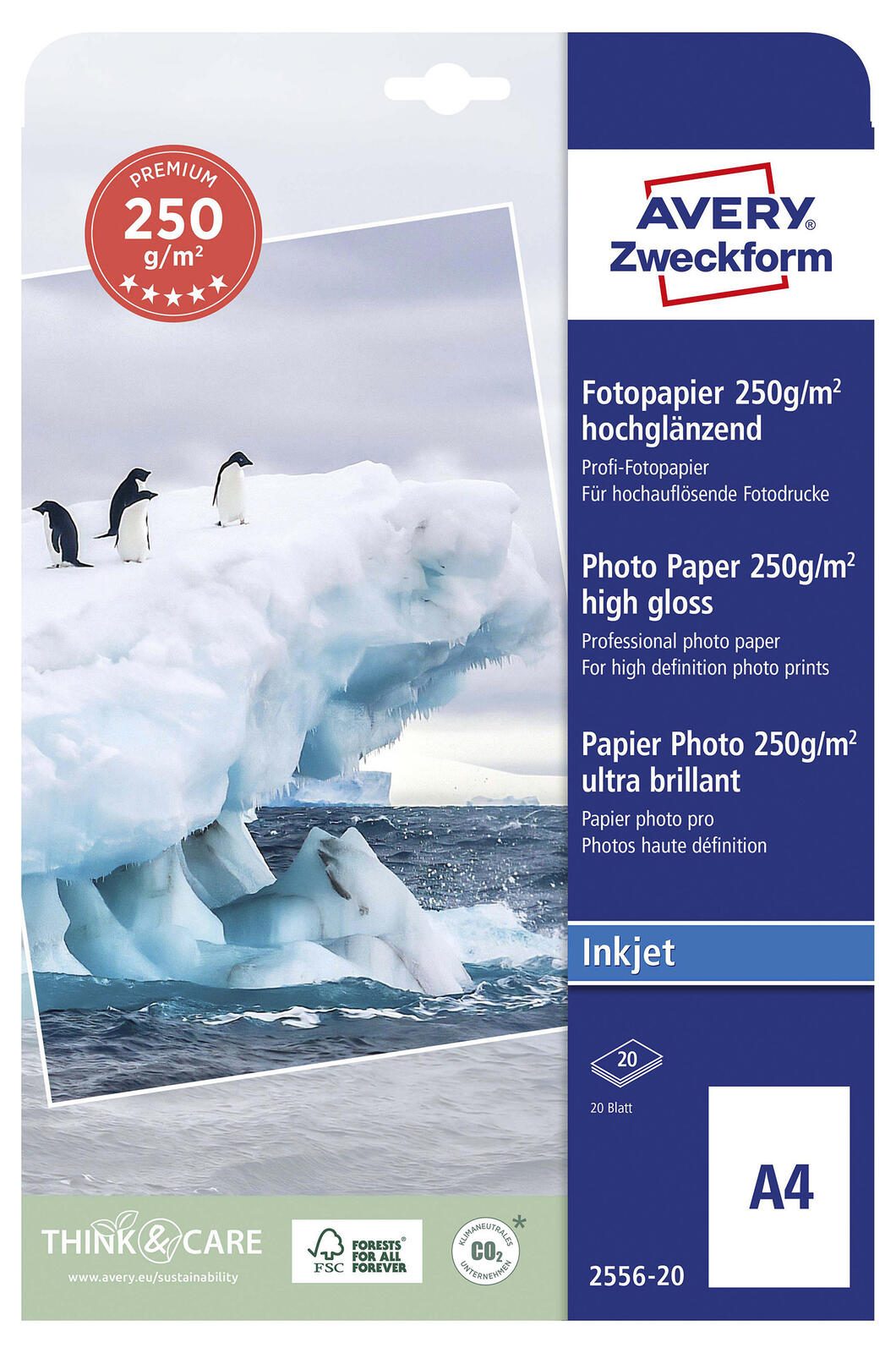 AVERY Zweckform Fotopapier Premium Inkjet DIN A4 hochglänzend 250 g/m²