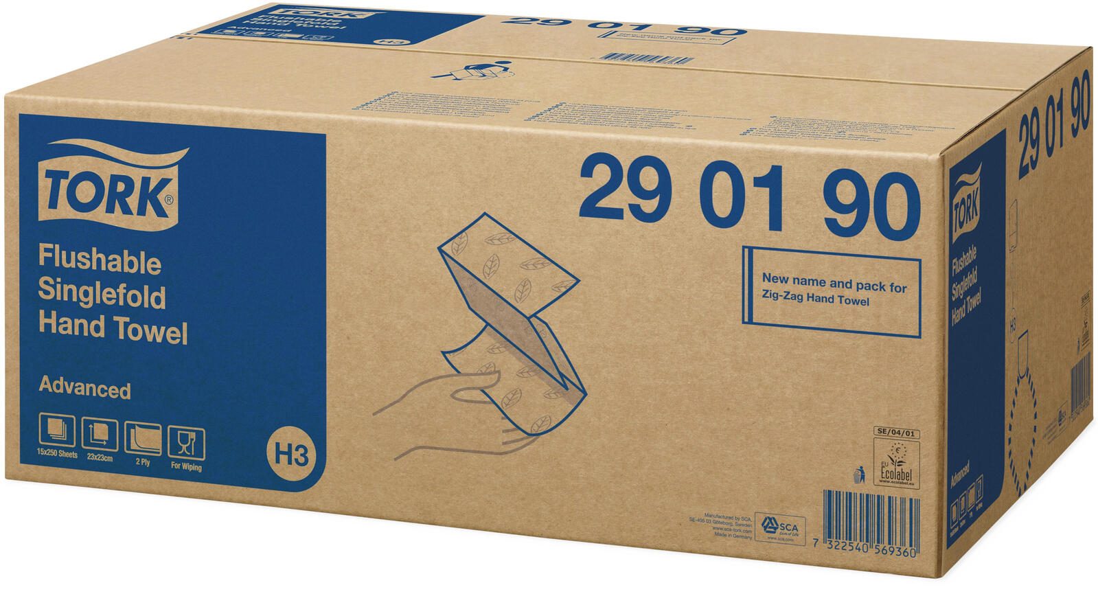 TORK Papierhandtücher H3 Advanced schnellauflösend 2-lagig