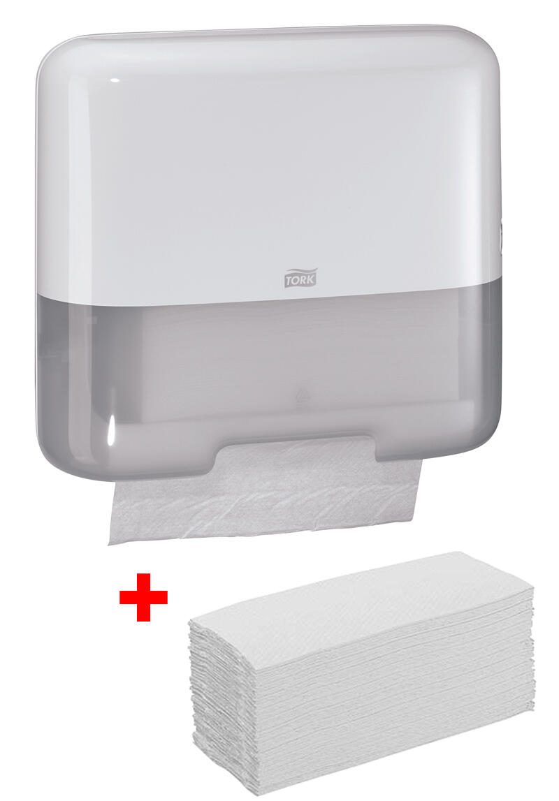 TORK Papierhandtuchspender-Set Elevation H3 Classic Mini 300 Tücher weiß