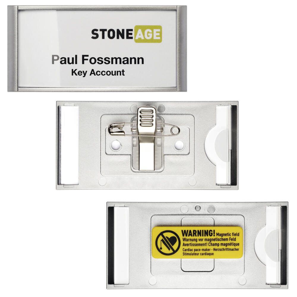 DURABLE Badge Classic Namensschilder silber 6.5 cm x 3 cm