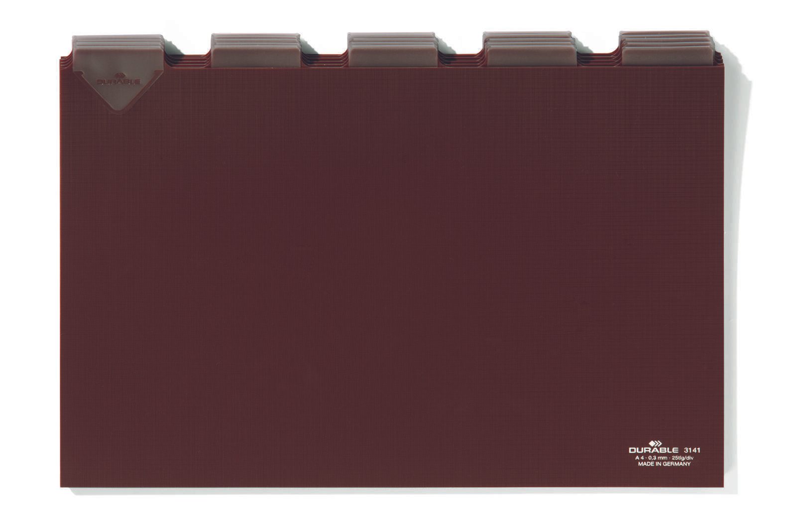 DURABLE Karteikartenregister A-Z, blanko, Jan.-Dez., 0-31 braun für DIN-A4-Karteikästen