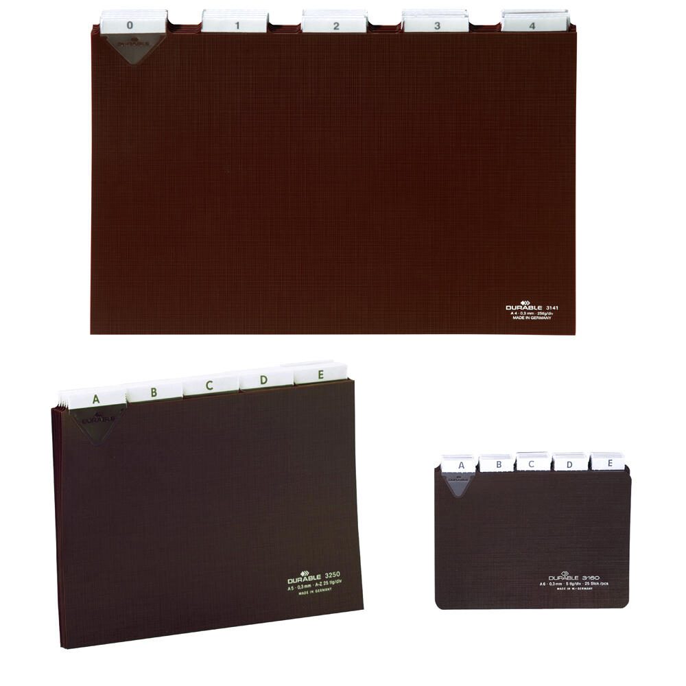DURABLE Karteikartenregister A-Z, blanko, Jan.-Dez., 0-31 braun für DIN-A4-Karteikästen