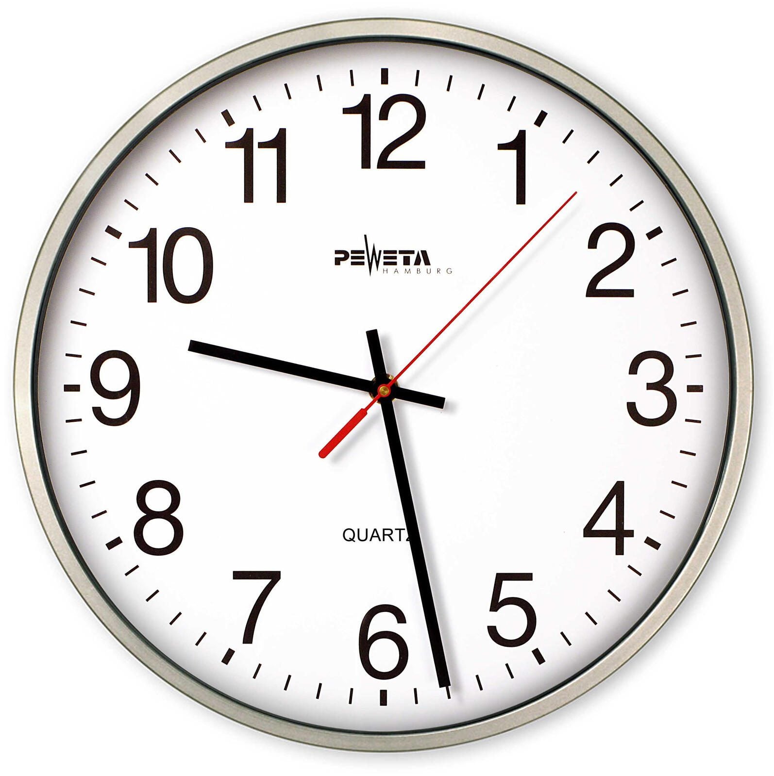PEWETA Wanduhr Ø 25 cm silber
