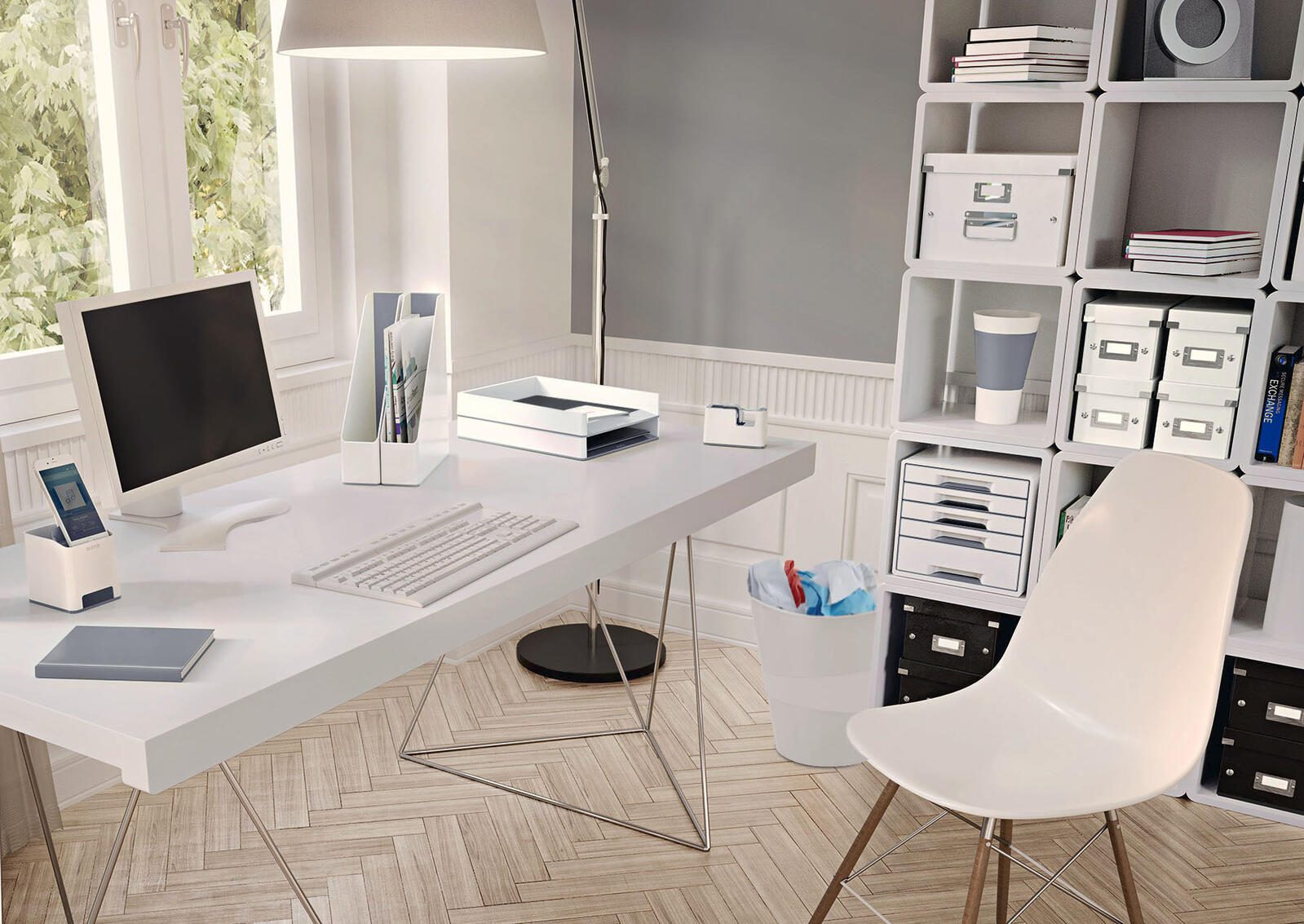 LEITZ WOW Duo Colour Tischabroller perlweiß/grau