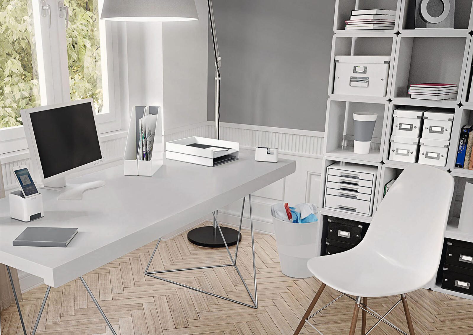 LEITZ WOW Duo Colour Tischabroller perlweiß/grau