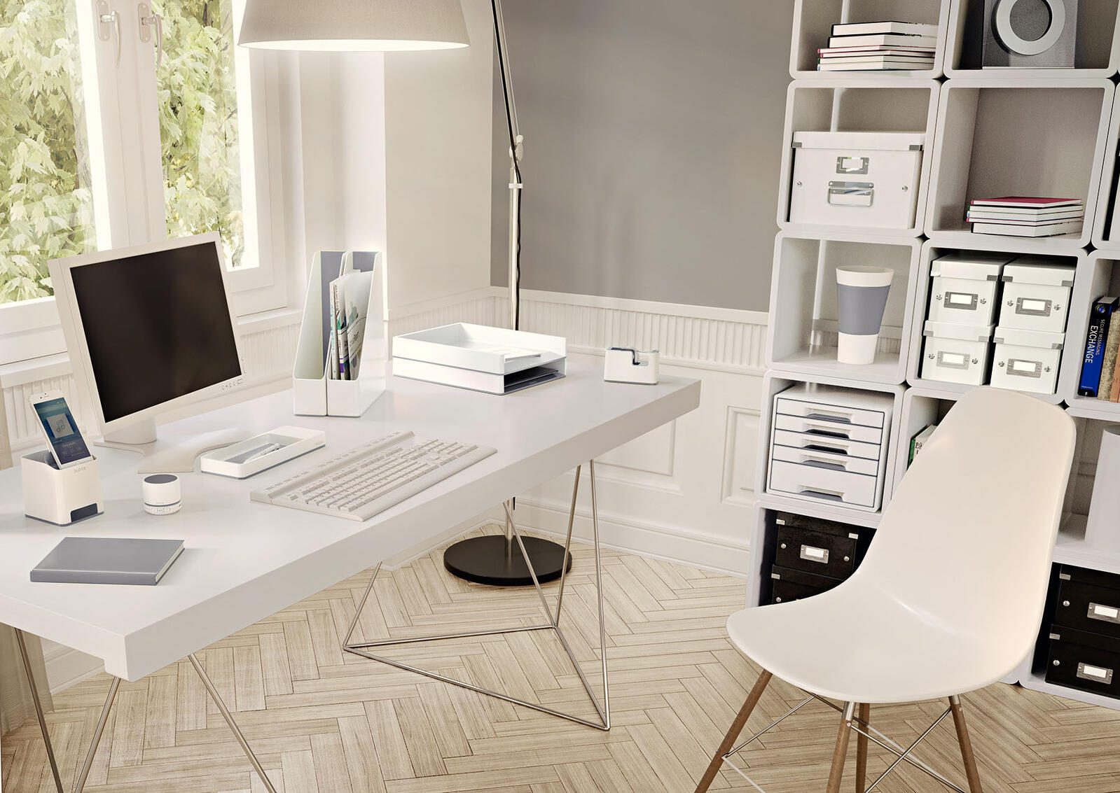 LEITZ WOW Duo Colour Tischabroller perlweiß/grau