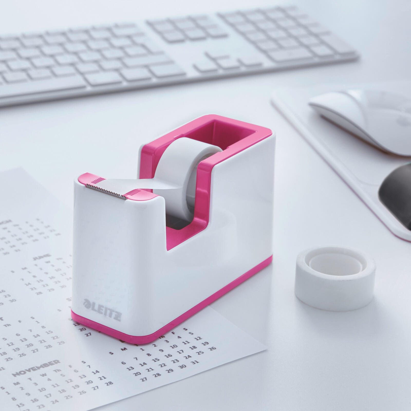 LEITZ WOW Duo Colour Tischabroller perlweiß/pink