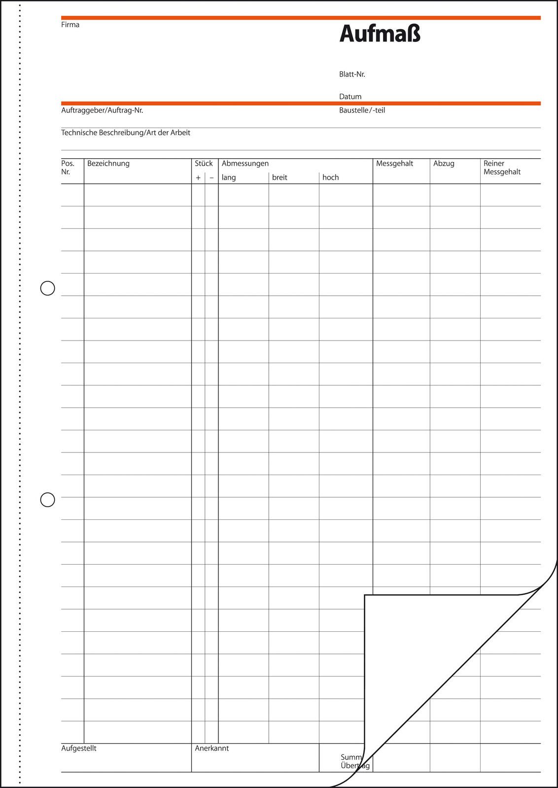 SIGEL Formularbuch Aufmaßbuch DIN A4 1x 50 Seiten