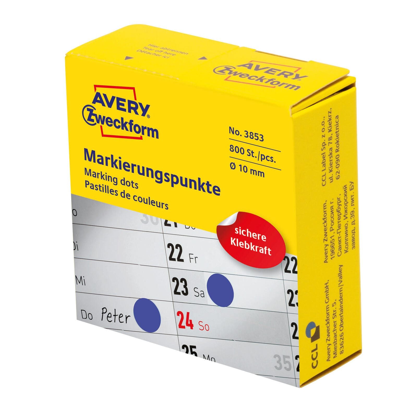 AVERY Zweckform Klebepunkte Ø 10,0 mm blau