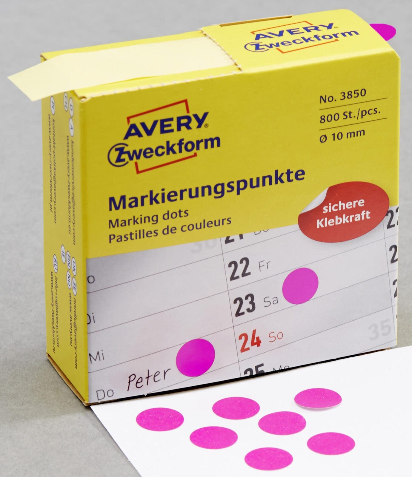 AVERY Zweckform Klebepunkte Ø 10,0 mm magenta